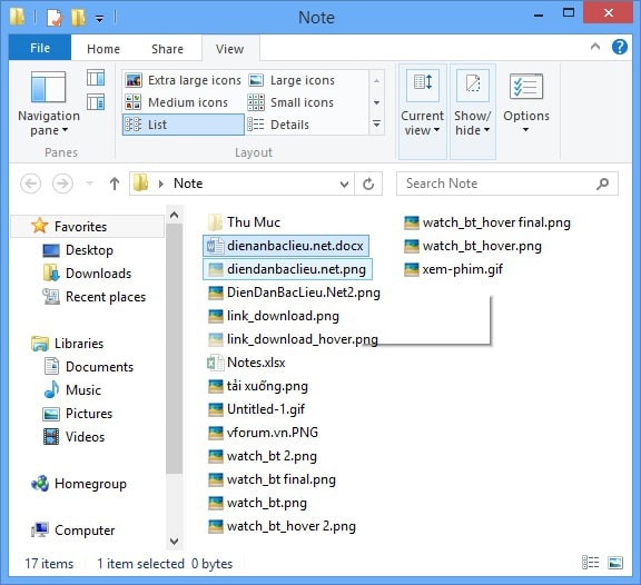 Các file bị ẩn đã được mở trong thư mục của máy tính